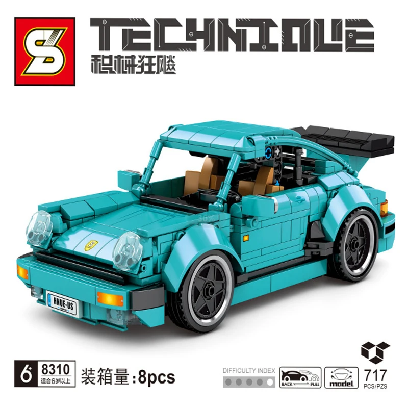 SY8310 высокотехнологичный суперкар MOC зеленый Тяговый автомобиль улучшенная