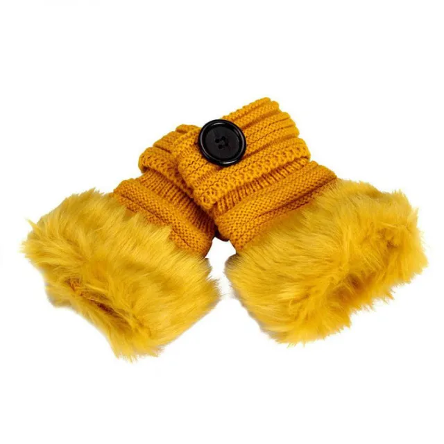 Женские перчатки без пальцев теплые зимние варежки из искусственного кроличьего