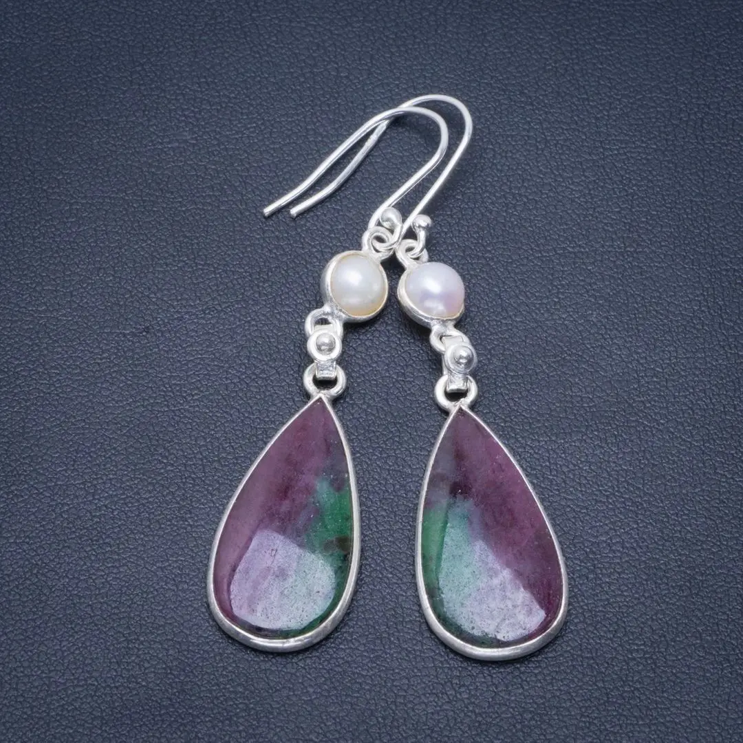 Серьги с натуральным рубином и речным жемчугом уникальные серьги ручной работы