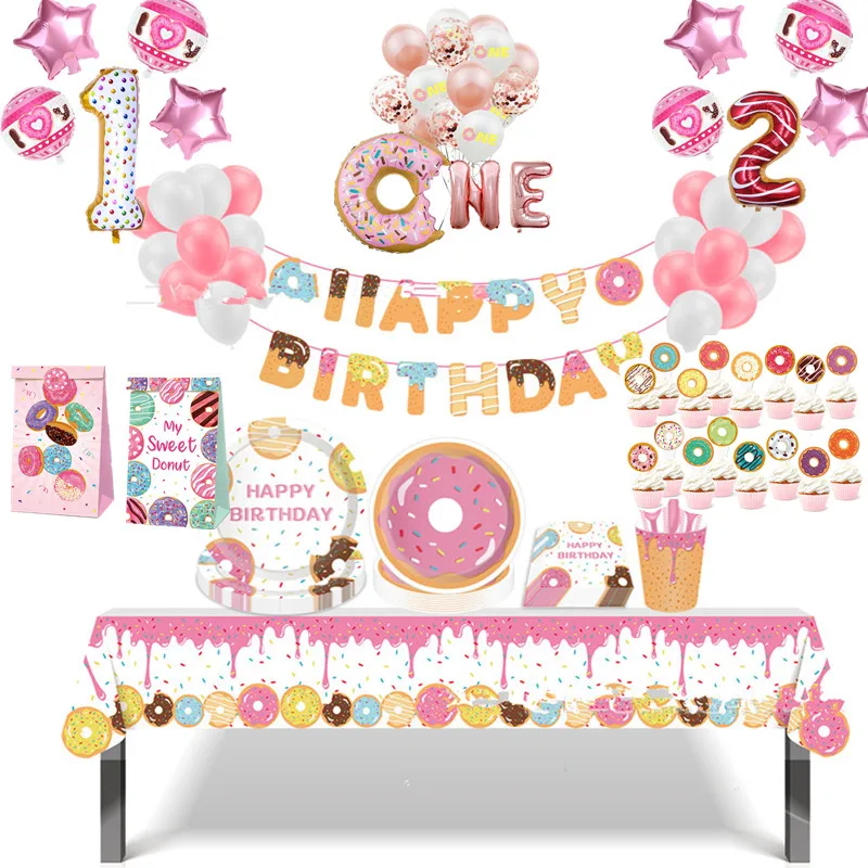 Одноразовые пончики вечерние посуда Детские сувениры на день рождение украшения