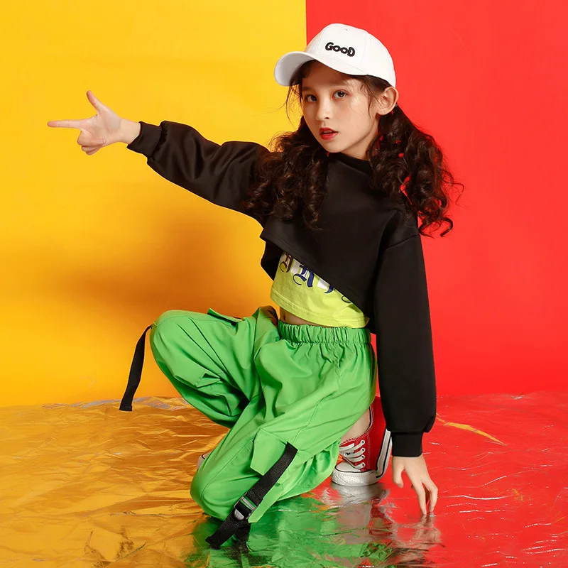 

2020 new Dance Clothing Children Hip Hop Suit Girl Hip-hop Hiphop Show Serve Girl Navel Performance clothing