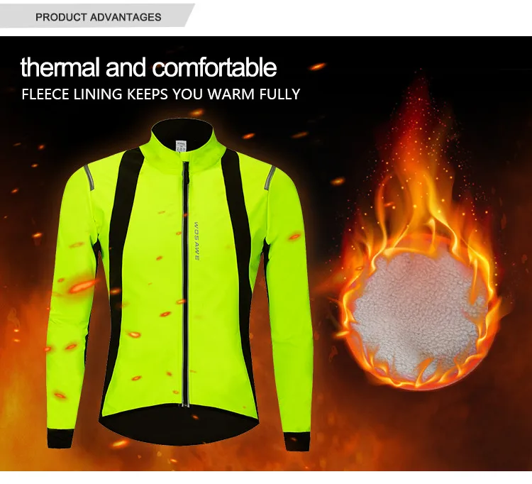 WOSAWE водоотталкивающие Светоотражающие термальные флисовые велосипедные куртки