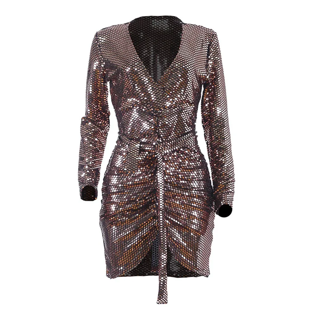2019 модное осеннее женское вечернее платье сексуальное с длинным рукавом