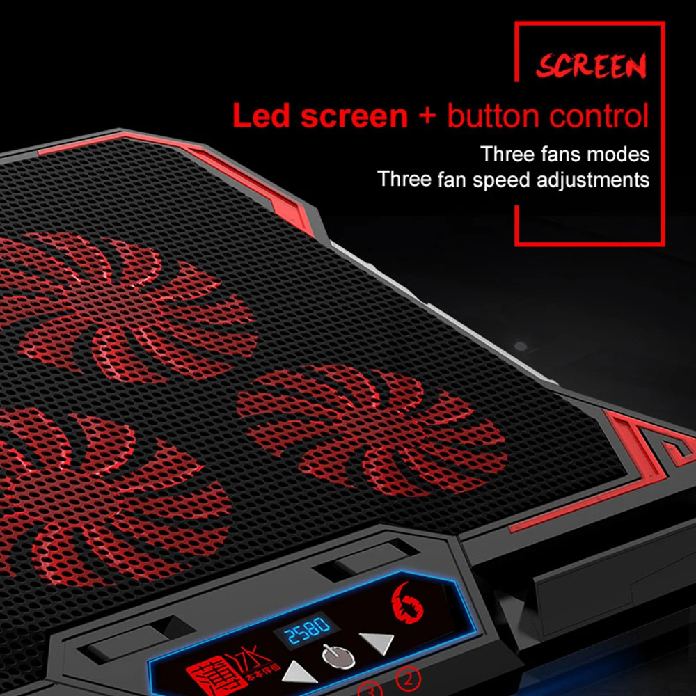 

Laptop Cooler Notebook Cooling Pad Gaming Cooler Stand Silent Powerful Air Fans 2 USB Ports Stand