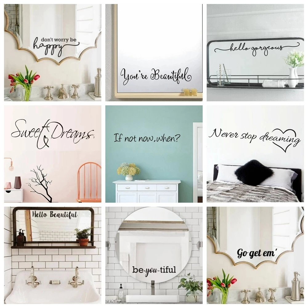 Nordic Style Phrase Quotes Vinyl Wall Sticker Italian Sentence Stickers For House Decoration Bedroom Decor Mirror Decals