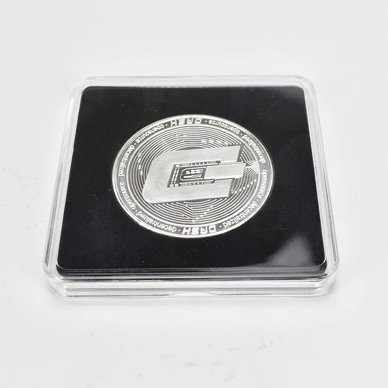 silver dash 40 мм Золотая монета-Биткоин с акриловой квадратная коробка Litecoin Eth XRP криптовалюта металлическая монета - Цвет: silver dash