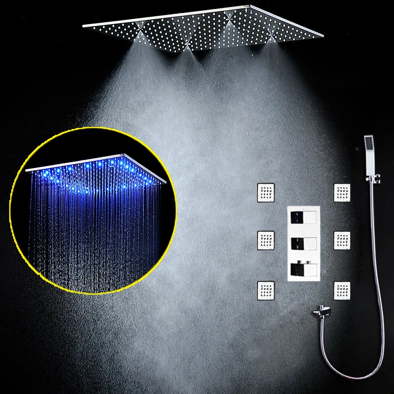 20 дюймов современный набор смесителей тропических душей светодиод водной