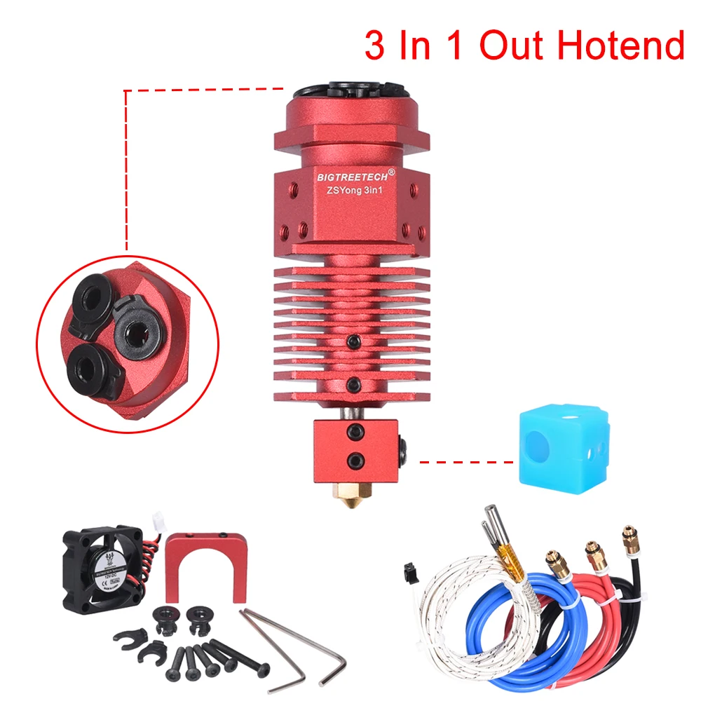 BIGTREETECH 3 в 1 выход Hotend Bowden экструдер для 3D принтера запчасти трехцветный s образный