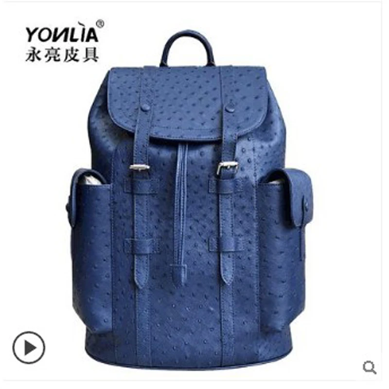 Мужской рюкзак из страусиной кожи yongliang большой Модный Дорожный натуральной