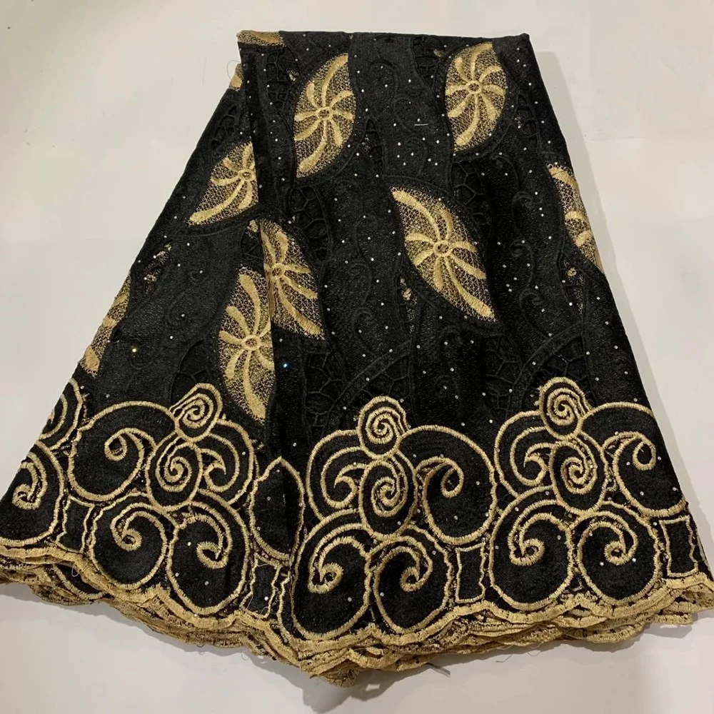 Африканская кружевная ткань золотой гипюр тяжелая 2020 высокое качество