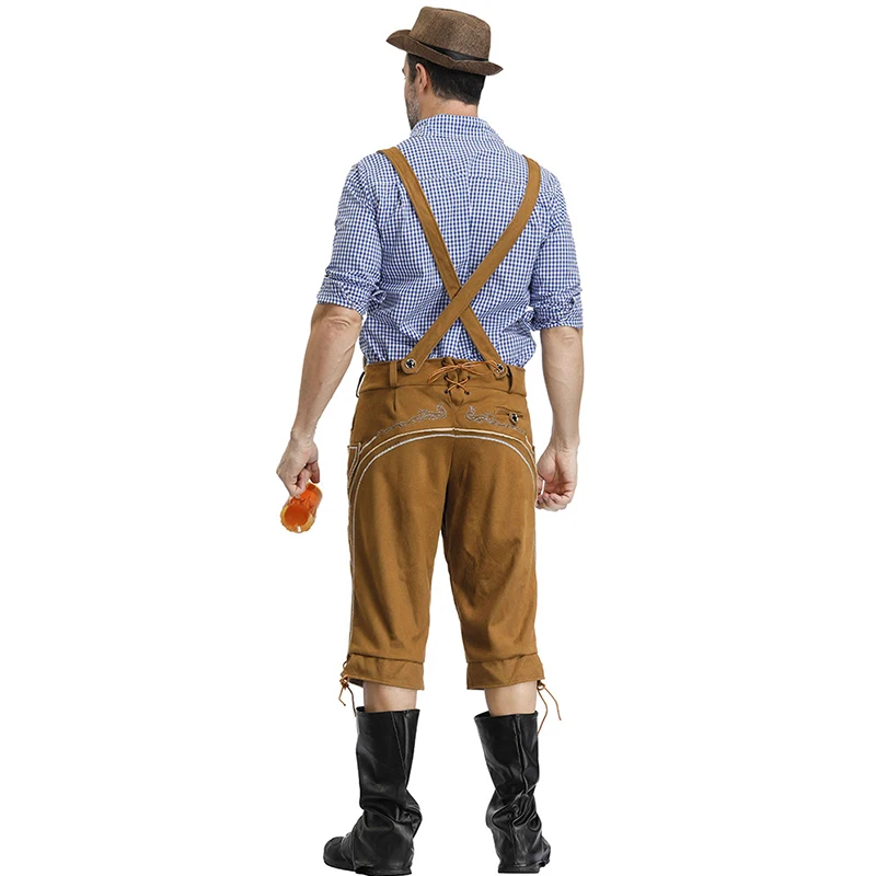 Мужской роскошный модный костюм на Октоберфест немецкая клетчатая рубашка Lederhosen