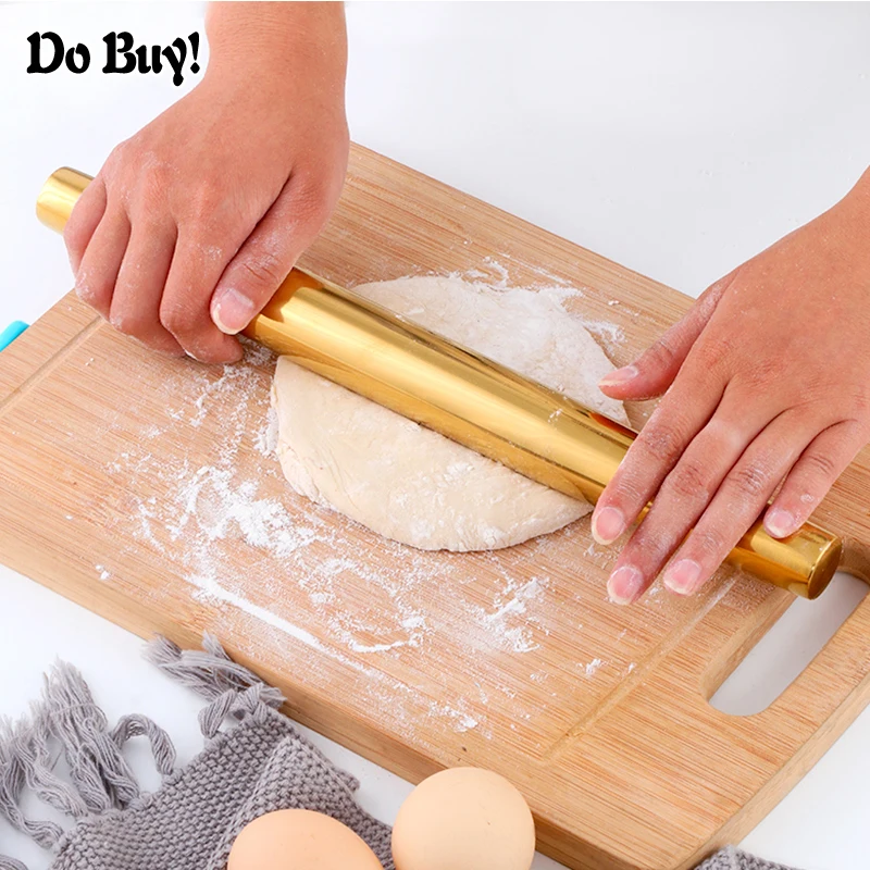 

1 Pcs Rolling Pin Stainless Steel Baking Cake Roller Dough Rolling Pin Bakeware Dumpling Skin Rolling Pin Cake Decoration