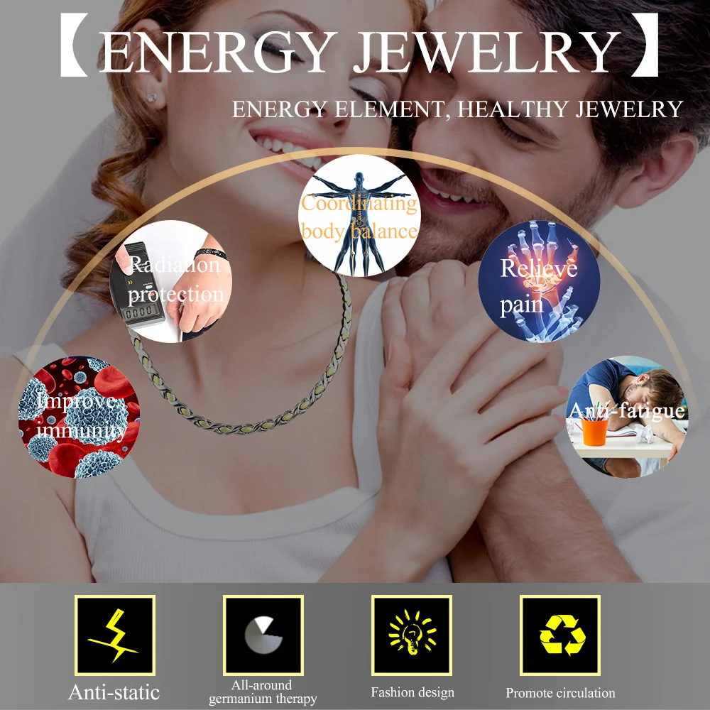 Новое золото мода дизайн энергии золотое ожерелье из нержавеющей стали 316L