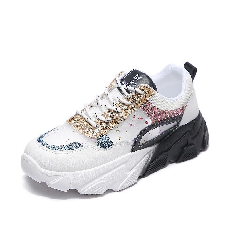 

Women Sneakers Spring Fashion Thick Bottom 2020 Breathable Leisure Summer Cross Tied Platform Solid Lace Up Women Shoes