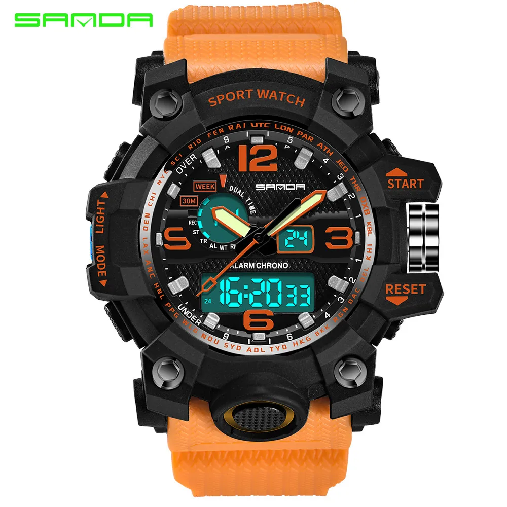 

2021relojes deportivos para hombres, reloj deportivo simple colorido, de lujo, doble pantalla, luz fra