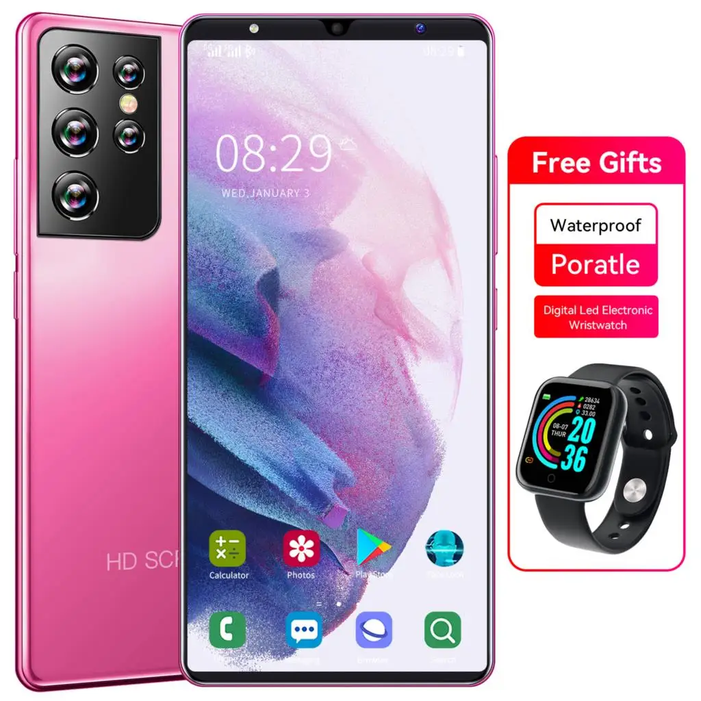 

New Arrival Cheap Phone S21 Ultra Drop Screen Smartphone 6+128G 5.0inch10 Core MT6889 16MP+32MP Android 10 4G 5G