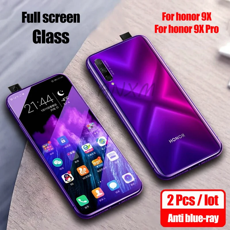 Закаленное стекло для Huawei Honor 9X Pro 8X 2 шт. защита экрана с защитой от синего