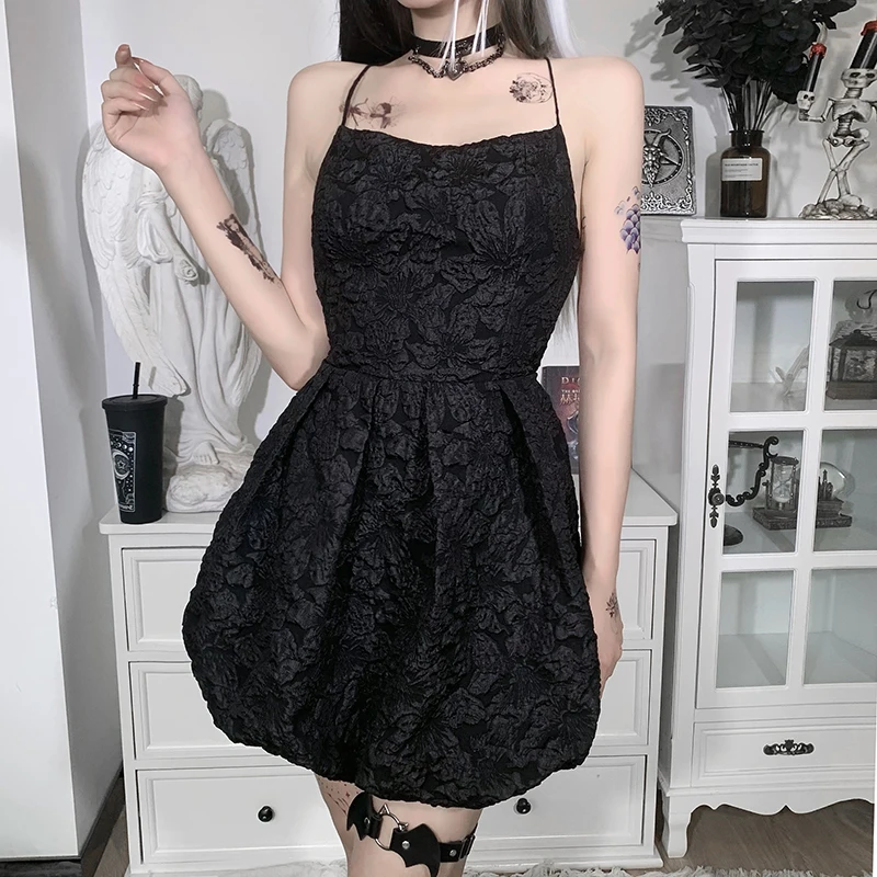 

Sexy Fashion Vintage Lace Women Summer Dress Goth High Waist Mini Dress Aesthetic Elegant Sling A Line Dress Club Beach Dress