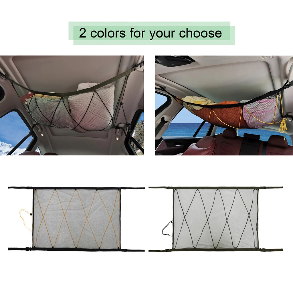 

2 Pieces 35'x25' Elastic Car Roof Ceiling Cargo Mesh Bag for Jeep Van SUV