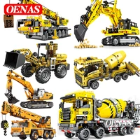 city moc high tech engineering bulldozer excavator forklift crane truck vehicle model building blocks toys for boys expert gift