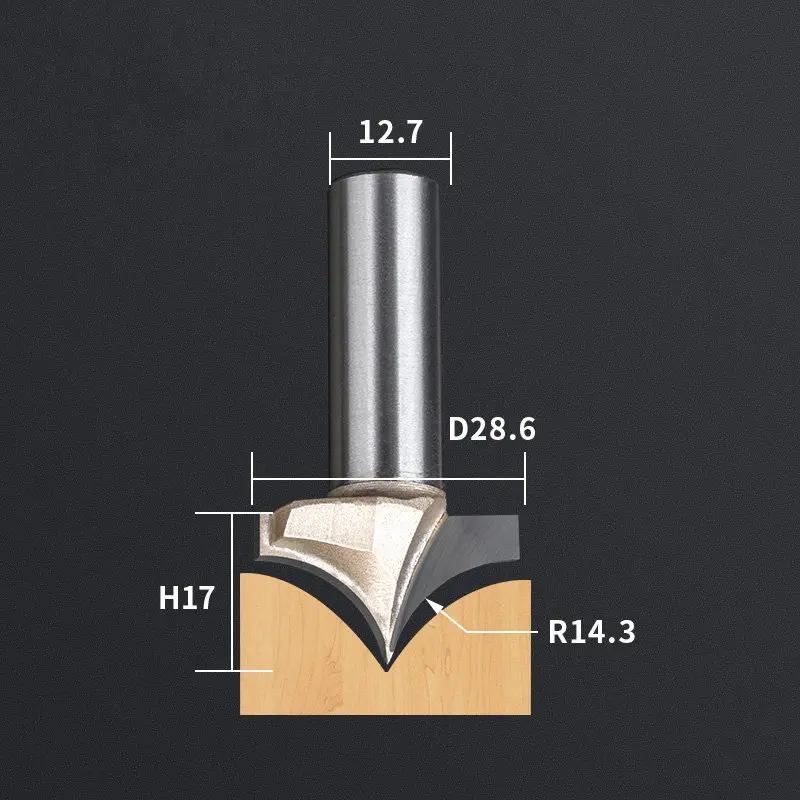 12,7 мм shank-1PCS, станок с ЧПУ деревообрабатывающий фрезерный станок, вольфрамовая твердосплавная Концевая фреза, NeedleNose Гравировальный Бит, МДФ, Деревянный инструмент - Длина режущей кромки: JZD12.7x28.6