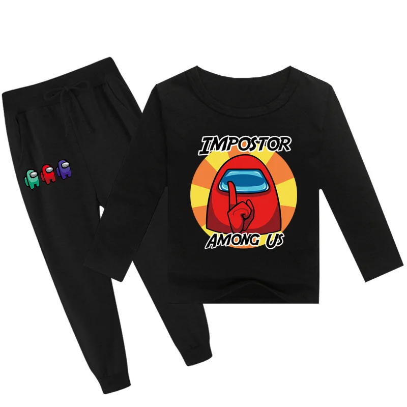 Осенняя одежда для сна девочек и мальчиков Базовый костюм Детская футболка с