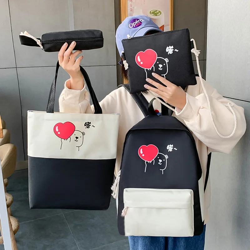 4 шт./компл. детские школьные сумки Женский нейлоновый рюкзак детская Корейская