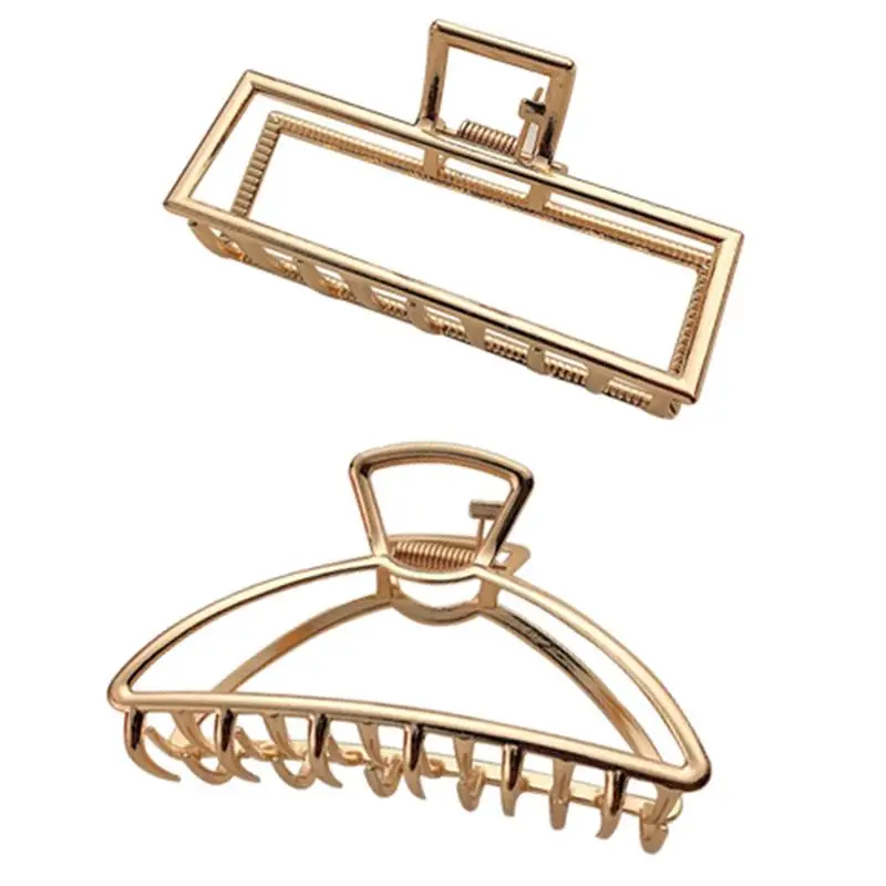 

2pcs Women Elegant Gold Silver Hollow Geometric Metal Hair Claw Vintage Hair Clips Headband Hairpin New Fashion Hair Accessories