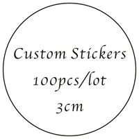 100pcslot 3cm white custom stickers logo transparent personalized labels kraft customized logos sticker wedding birthdays