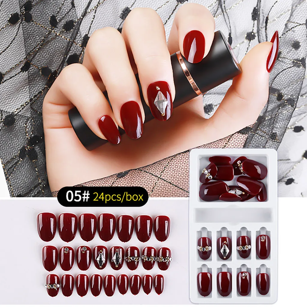 24 шт. Многоразовые Накладные ногти пресс для ногтей полное покрытие дышащие