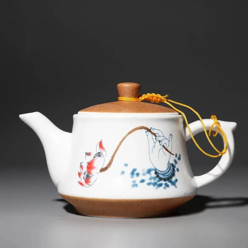 Китайский чайный набор чайник ручной росписи половина грубой керамики Белого