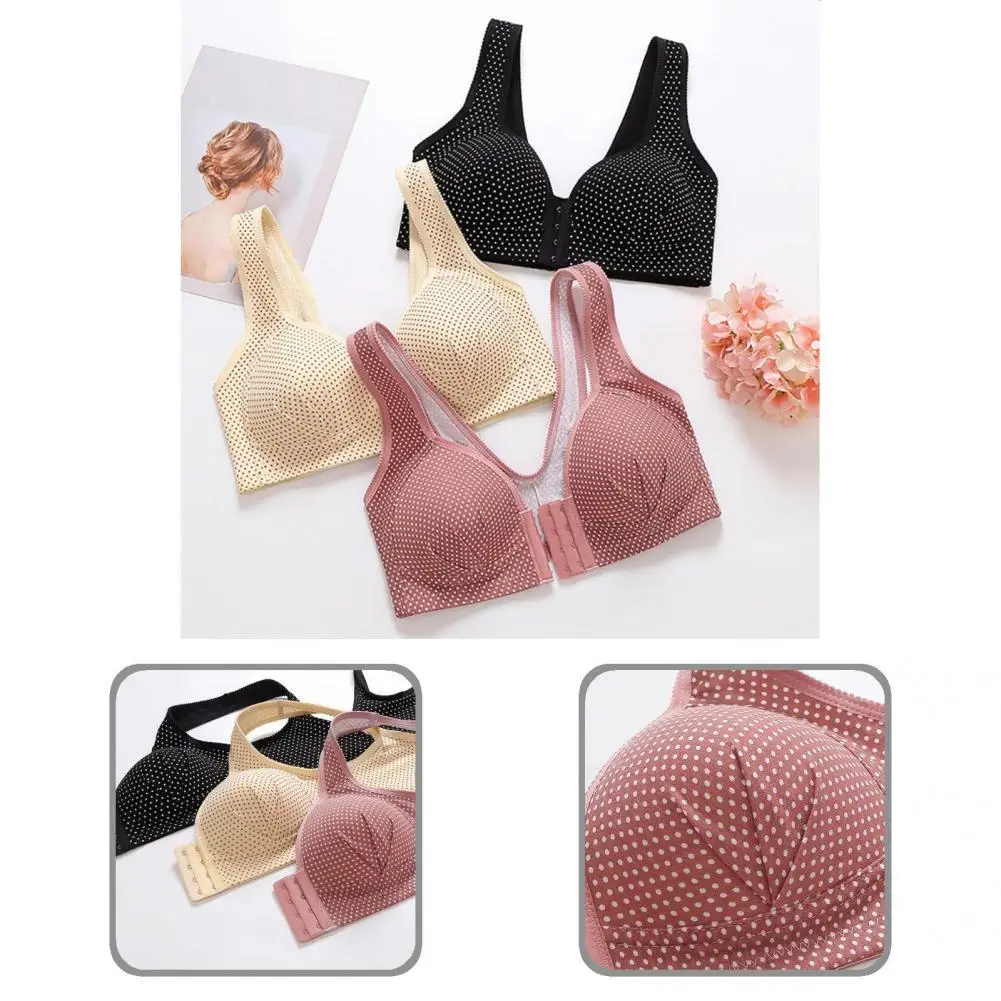 

Wireless Fashion Front Closure Dot Print Sports Bra Breathable Fitness Bra Push Up for Gym