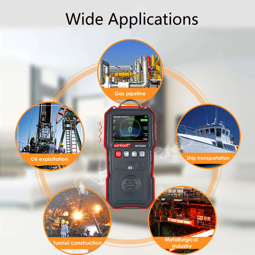 Portable CO Gas Detector Analyzer 0-1000umol/mol Carbon Monoxide Concentration with Sound-light and Vibration Alarm | Инструменты