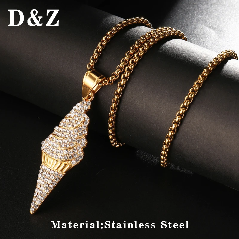 D & Z Iced Out Bling проложили CZ Мороженое Форма ожерелья подвески Мужская хип хоп мода