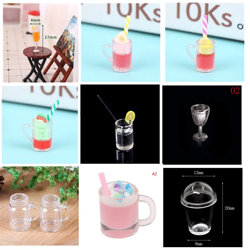 

1/2Pcs Miniature 1:12 Strawberry Watermelon Juice Ice Cream Cup Mini Scene Model Diy