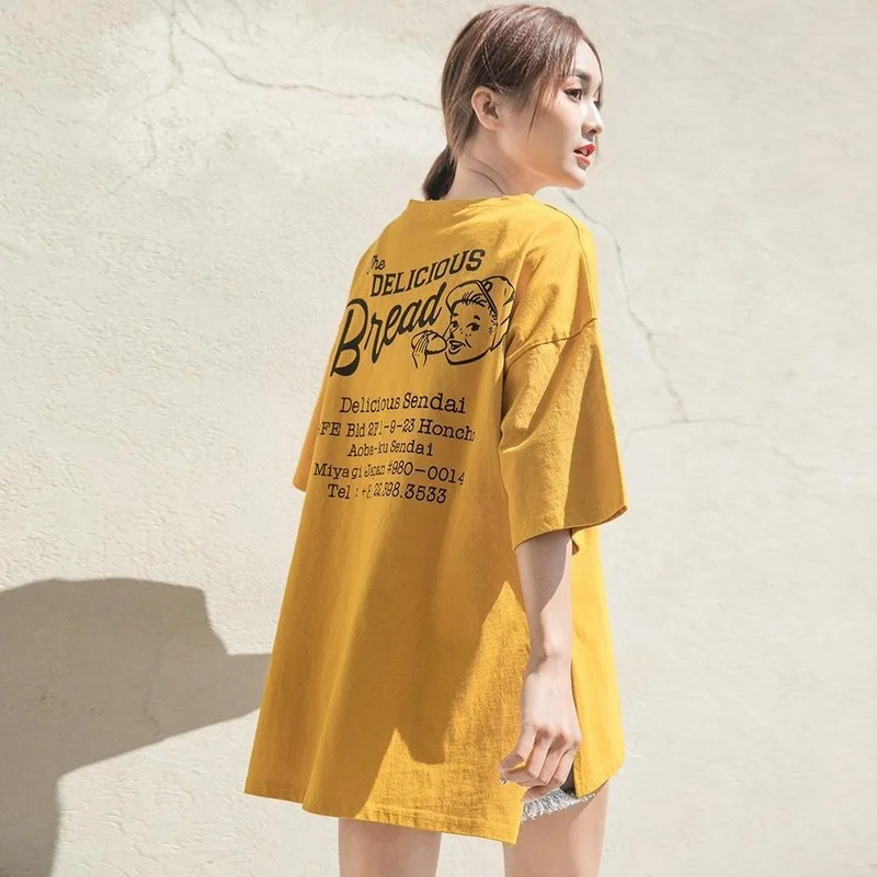 

Short Sleeve Fashion Korean Loose Graphic Women's T-shirt Summer Aesthetic Casual Clothes Aesthetic T Shirt Pulovers Midi Tops