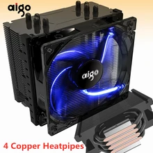 Aigo 120 мм 4pin вентилятор процессора кулер 4 тепловых труб кулер для центрального процессора для AMD Intel 775/115/AM3/AM4 синий светодиодный бесшумный ЦП Вентилятор охлаждения