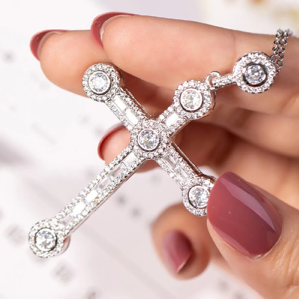 Новинка изысканное ожерелье из серебра 925 пробы с подвеской в виде креста