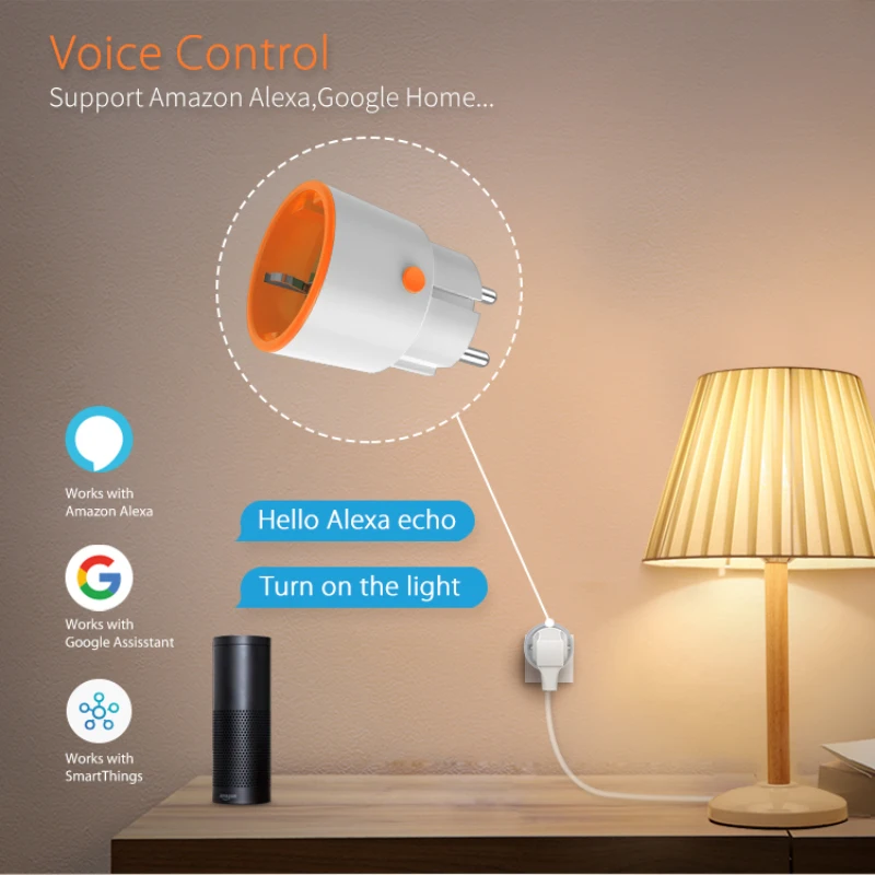 Смарт-розетка Tuya ZigBee 3 0 16 А с голосовым управлением