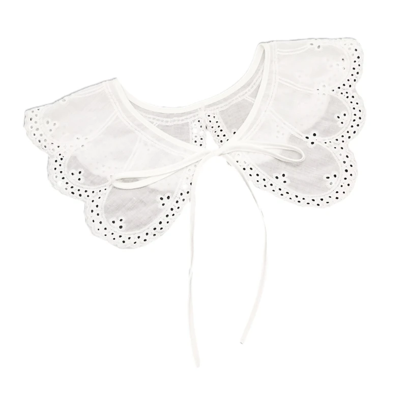 

28TF женский белый ажурный лепесток ложный воротник шаль оберточная вышивка Цветочная бабочка Крыло Форма ожерелье