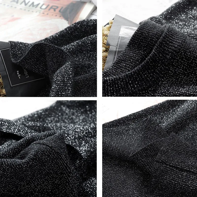 

Lusumily Sweater Women's Autumn Winter Korean Version Popular Long Sleeve Round Neck Solid Color Sexy Slim Knit Bottoming Shirt