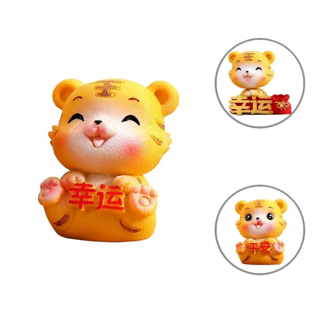 

Mini Cute DIY Garden Ornament Figurine Warm Color Shaking Head Tiger Stylish for Truck
