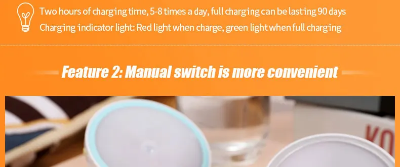 Onefire Night Light Туалет / WC светодиодные датчики движения Лампа с датчиком движения с батарейным питанием Переключатель освещения шкафа / шкафа