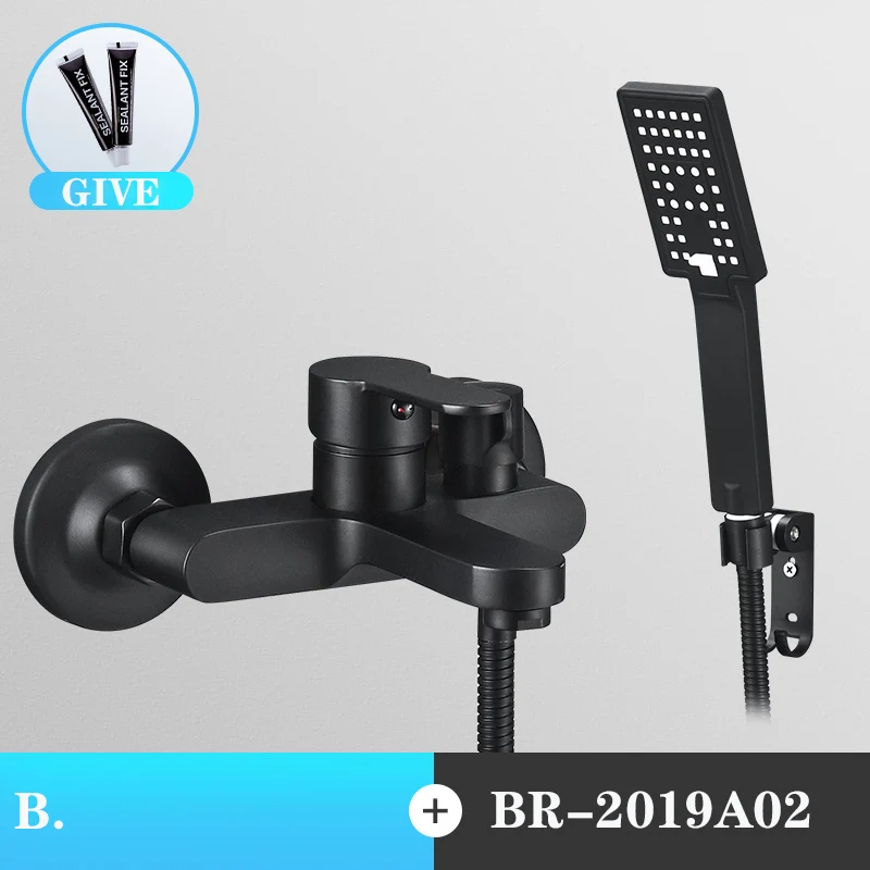 black brass bathroom shower faucet bath faucet mixer tap with hand shower head set wall mounted black shower set bathroom free global shipping