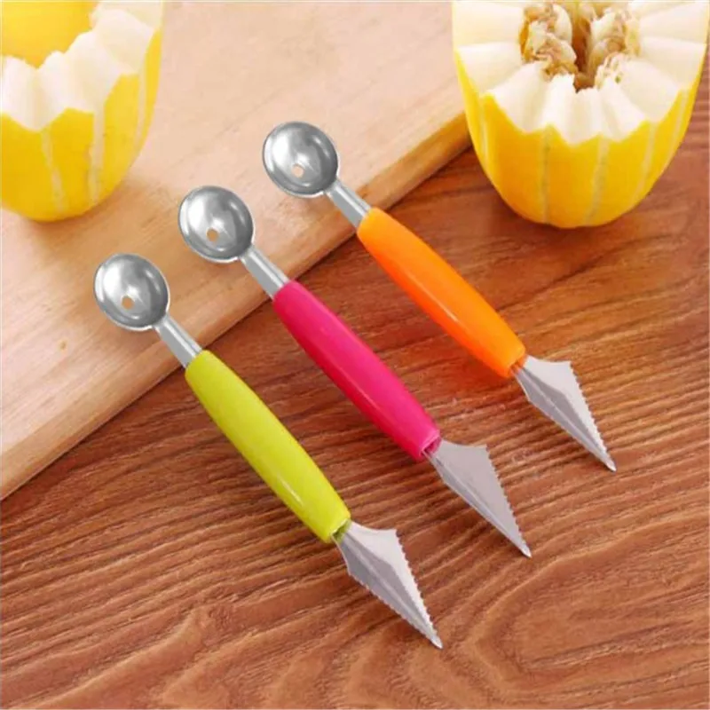 Двухсторонний нож для резьбы по фруктам из нержавеющей стали ложка фруктов