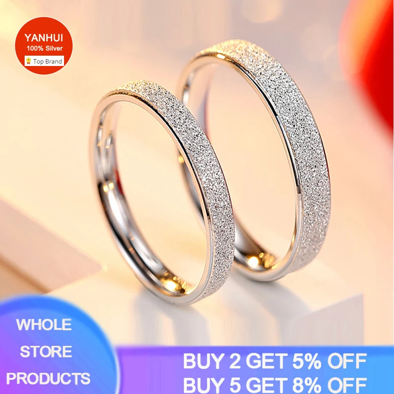 

With Certificate Elegant Sweet Frosted Texture 925 Sterling Silver Ring Unisex Proposal Jewelry Wedding Band Gift For Women Men