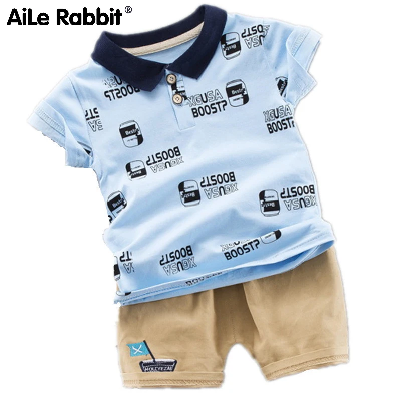 The United States 2019 New Cotton Letters Children's Short Sleeve T-shirt 1-4 Years Old Child Baby Suit A Undertakes |