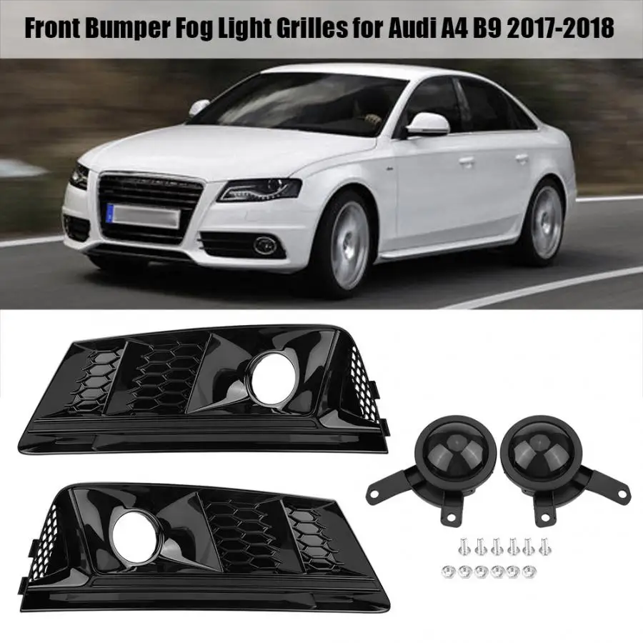 Решетки для переднего бампера и противотуманных фар Audi A4 B9 2017 2018 2 шт.|Гоночные