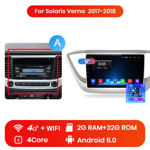 4G (2GB 32GB) A Junsun 2 г+ 32 Android 8,1 4 автомобиля радио мультимедиа видео плеер gps навигации для hyundai Verna din головное устройство нет dvd - Цвет: 4G (2GB 32GB) A