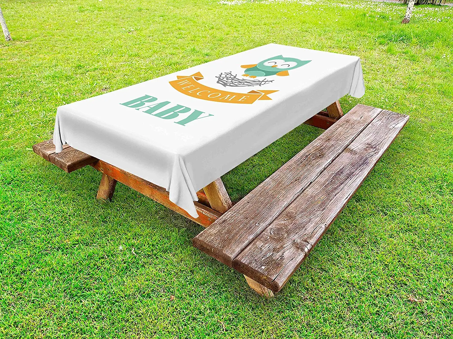 Детская душевая уличная скатерть мультяшная Сова с детской душевой тематический